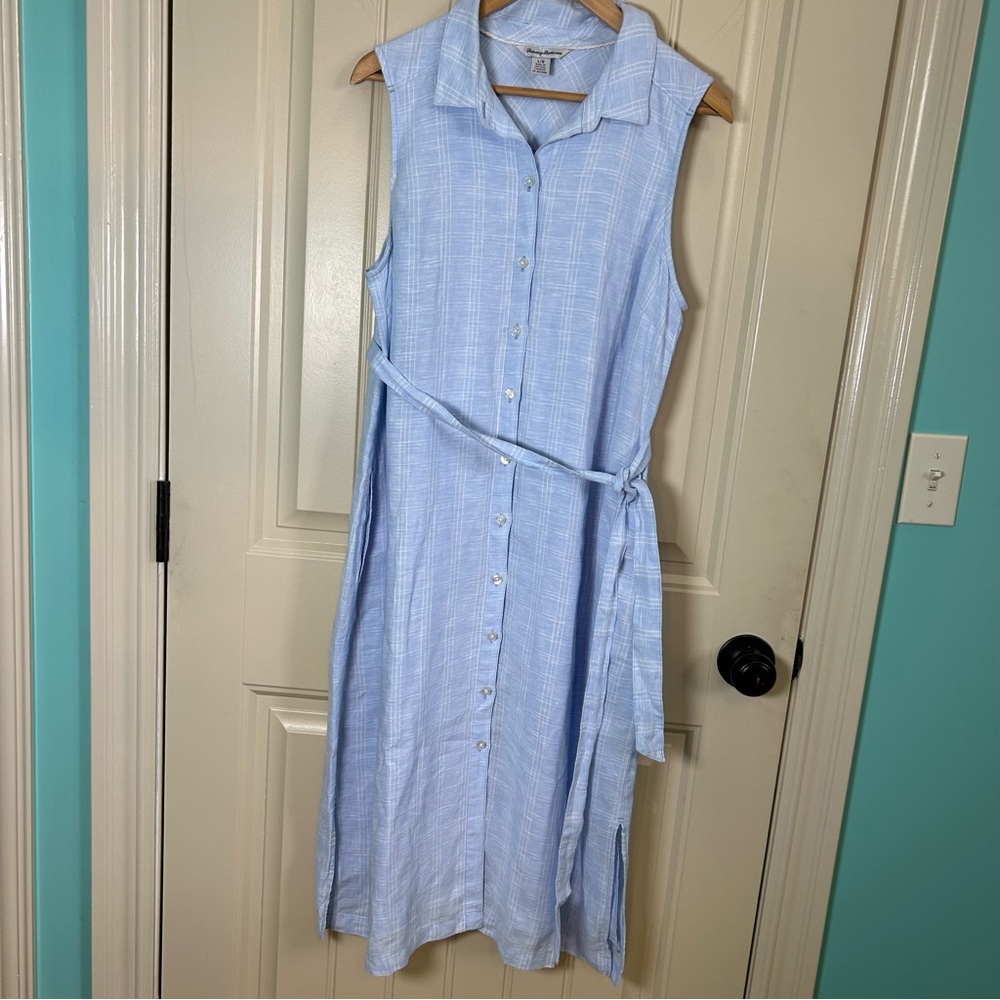 Tommy Bahama Ventana Plaid Shirtdress Sleeveless, Button Up Spring Size Large
